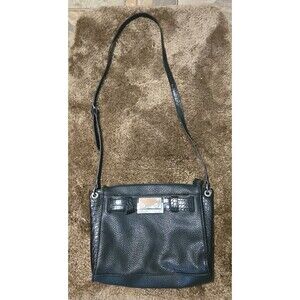 New DANA BUCHMAN Black Pebbled & Croc Vegan Leather Crossbody Bag  Purse 9x8x2